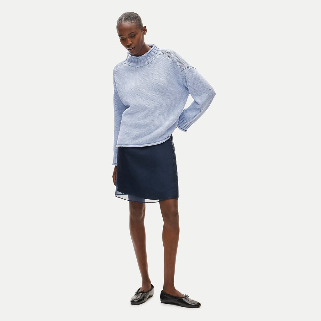 Women's Rolled-Neck Cotton Sweater - Lavender