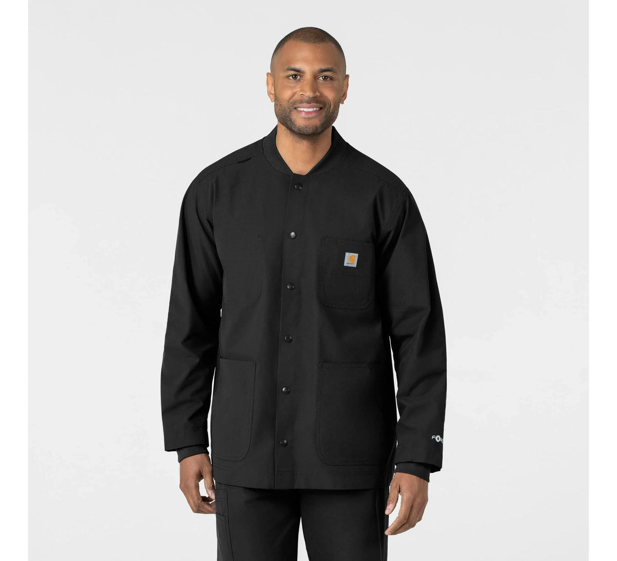 Unisex Ripstop Snap-Front Chore Coat - Black