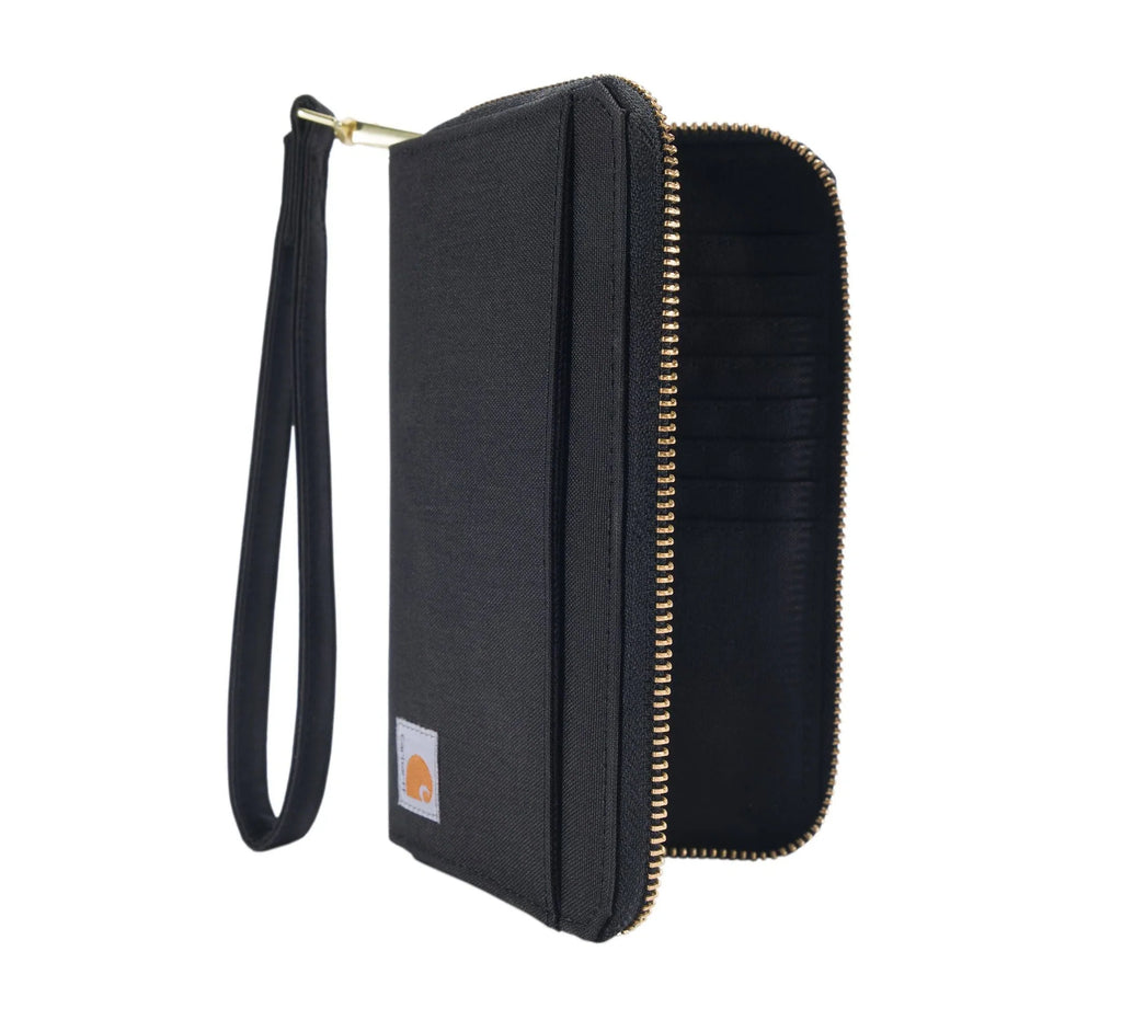 Water-Resistant Zip Clutch Wallet - Brown
