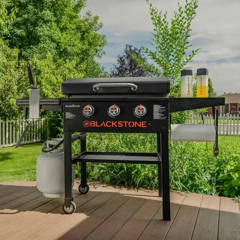Blackstone 28-Inch 3-Burner Griddle With Hood - XL Flat Top Outdoor Grill Kit