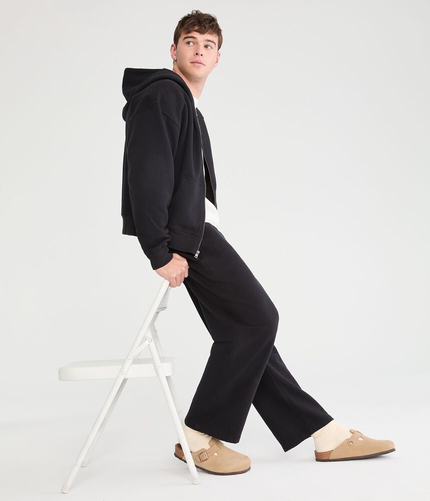 Baggy Straight-Leg Fleece Sweatpants - Black