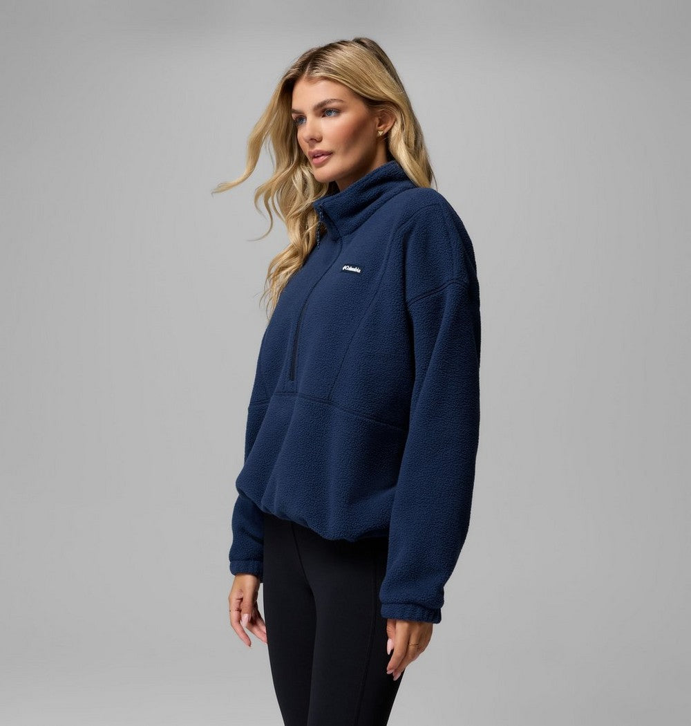 Women's Fleece Half-Zip Pullover - Blue Grey