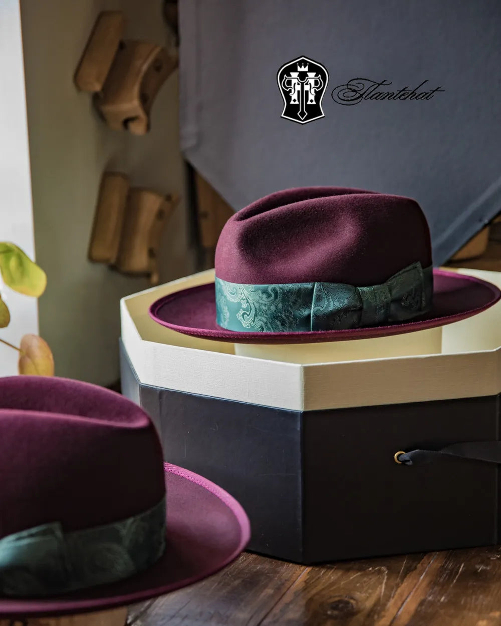 Bespoke Handmade Fedora - Special Hat Band-Dark Burgundy