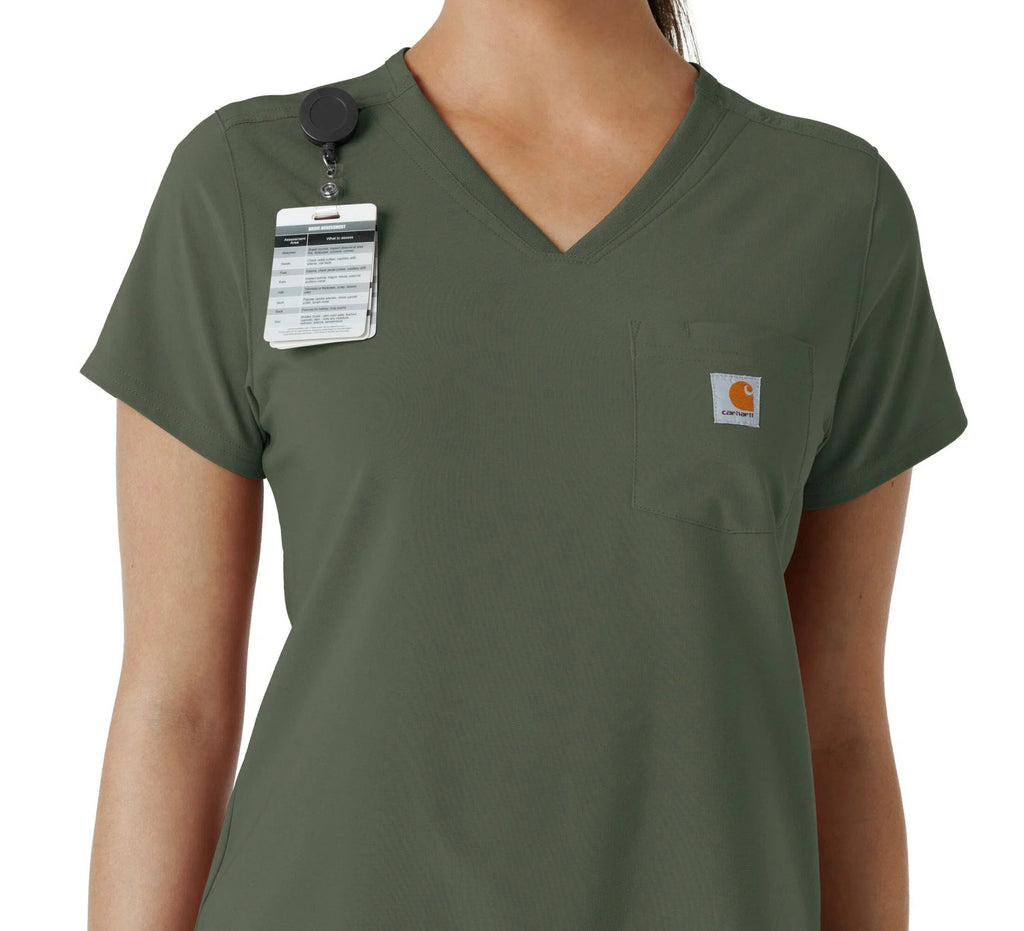 Women's V-Neck Tuck-In Scrub Top - Mint