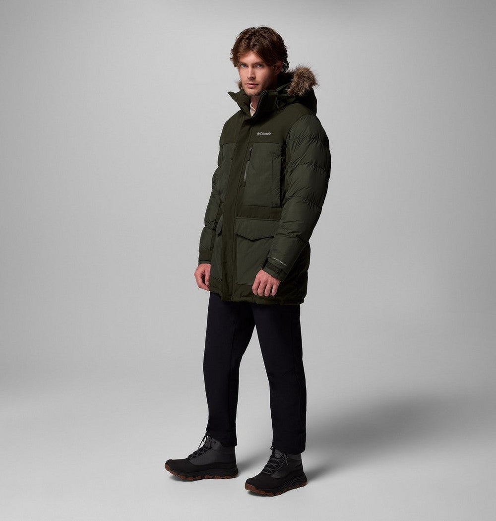 Men's Hooded Insulated Parka - Brown Black