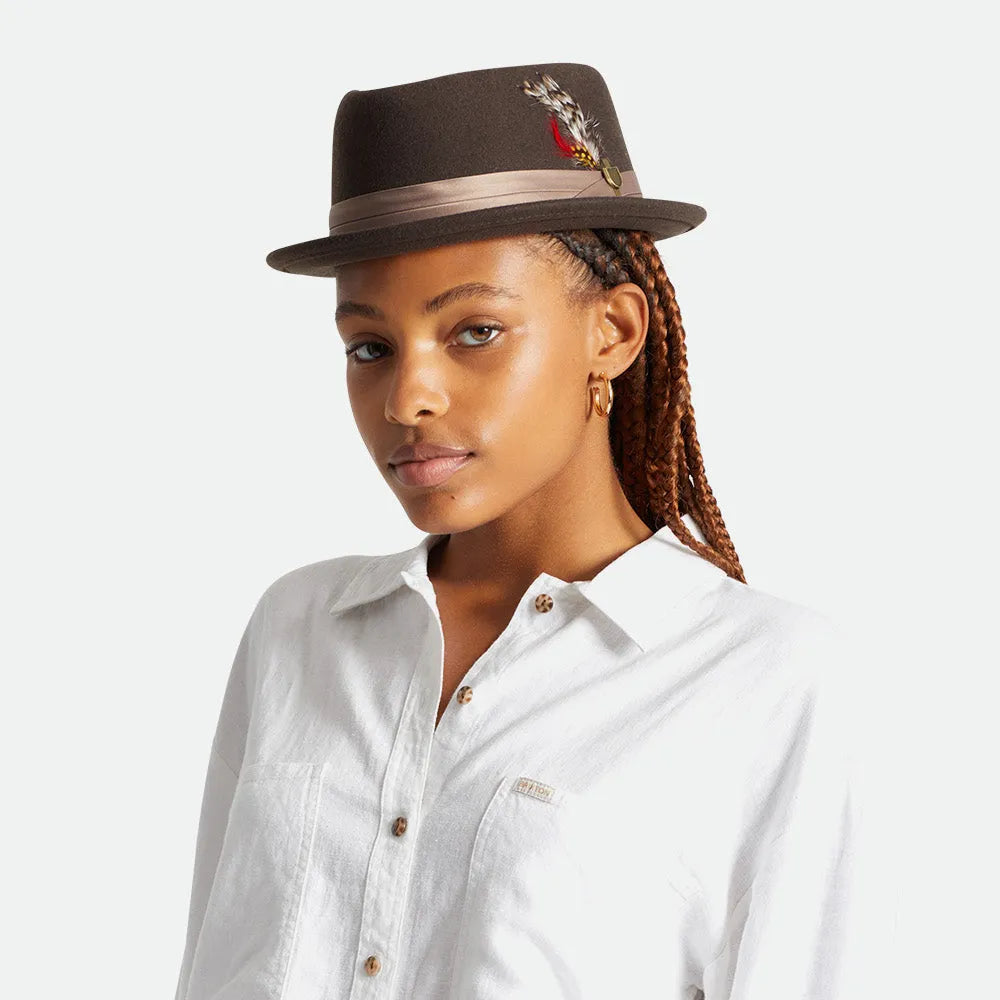 Brighton Wool Felt Pork Pie Hat - Brown