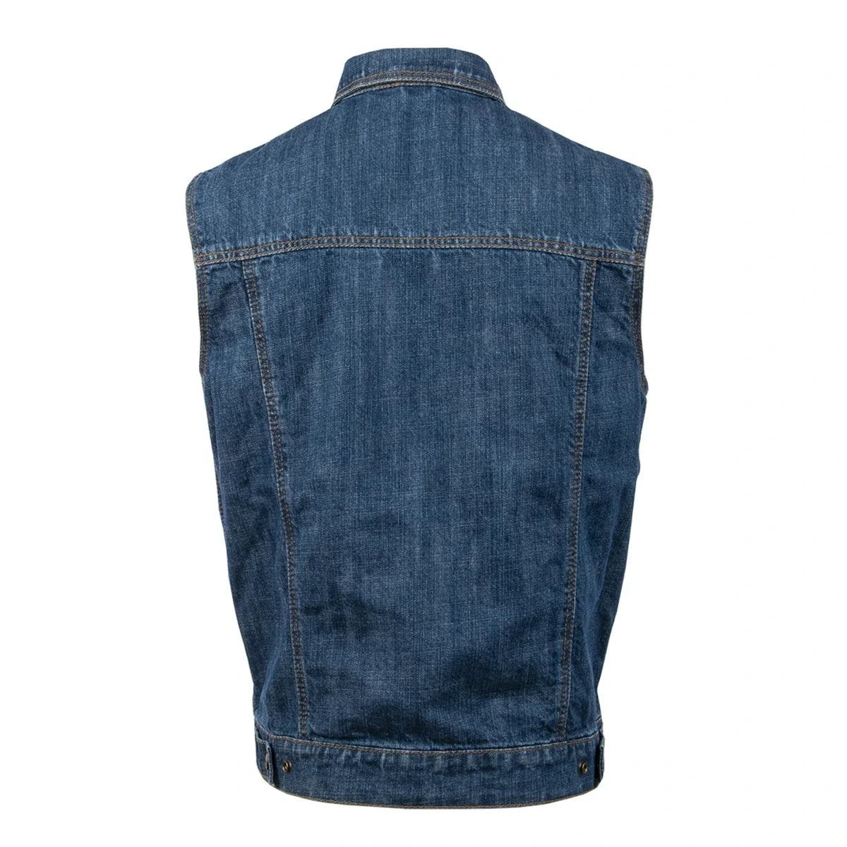 Men's Stone-Washed Denim Motorcycle Vest - Blue