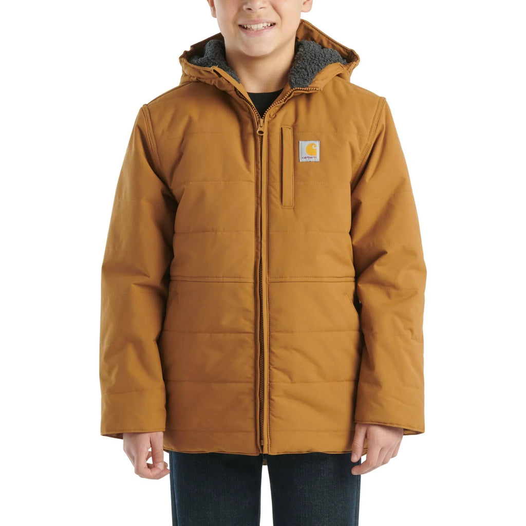 Boys' Insulated Hooded Jacket - Brown