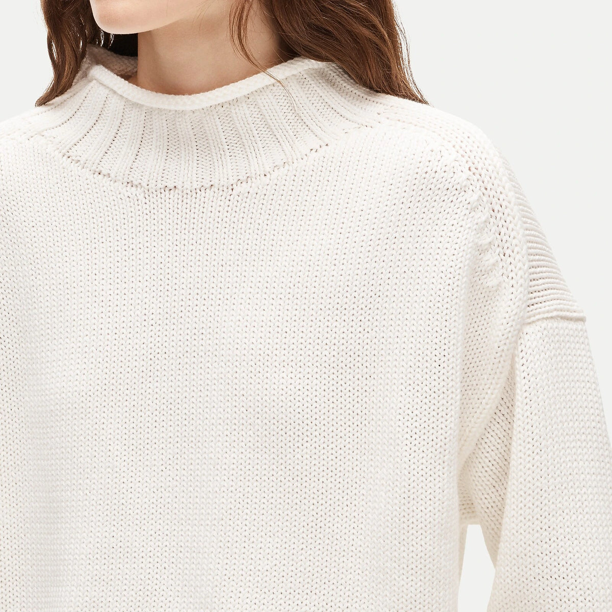 Women's Rolled-Neck Cotton Sweater - Lavender