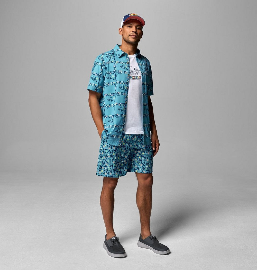 Men's Tropical Print Sun Shirt - Blue