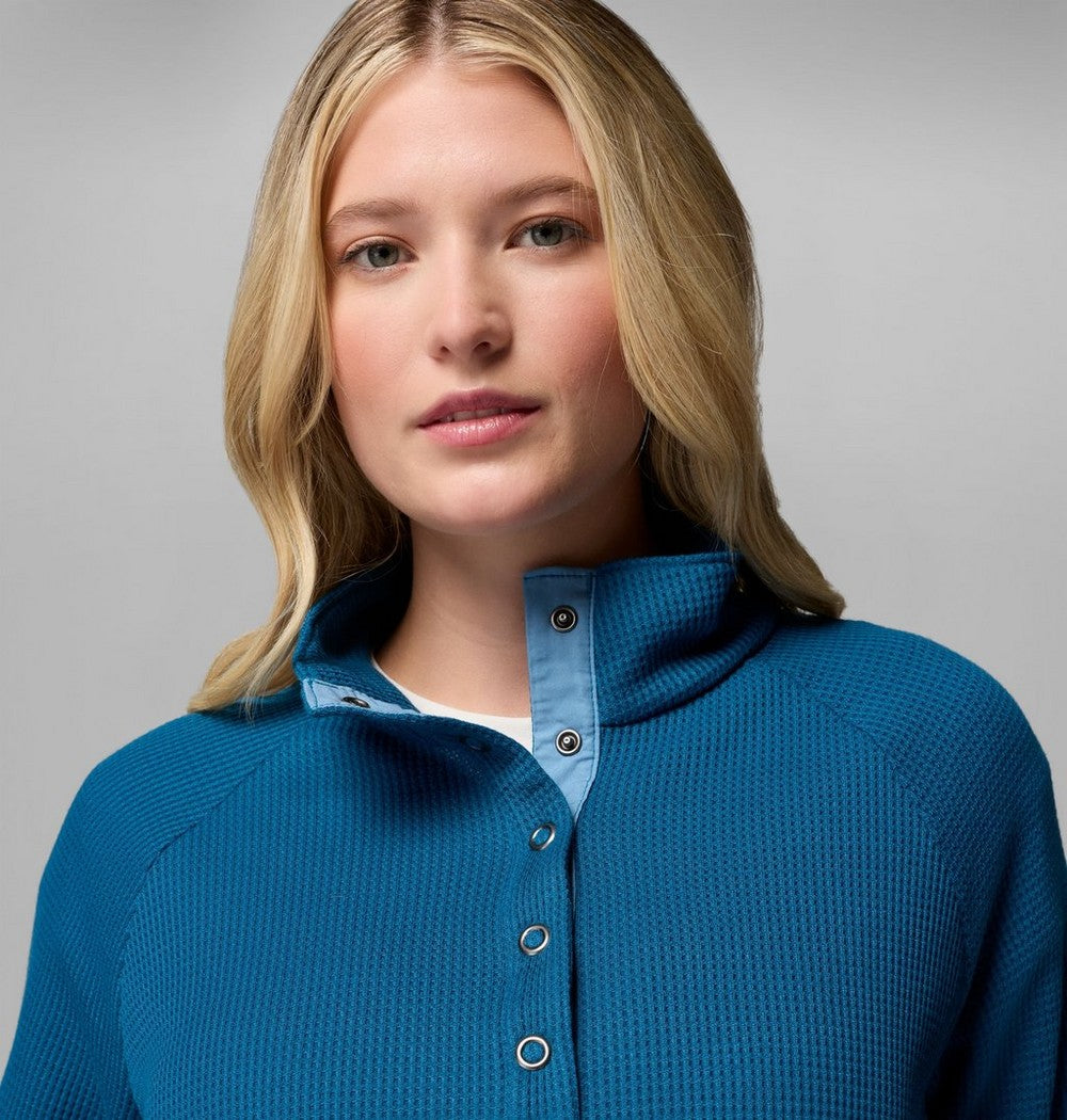 Women's Waffle Knit Half-Snap Shirt - Pink
