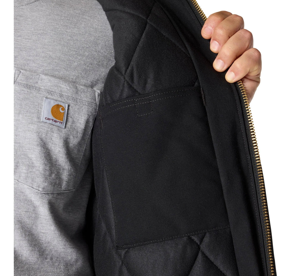 Men's Insulated Hooded Cotton Work Jacket - Black
