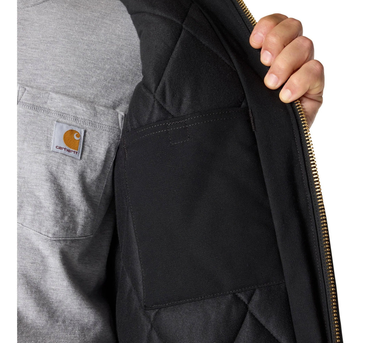 Men's Insulated Hooded Cotton Work Jacket - Black