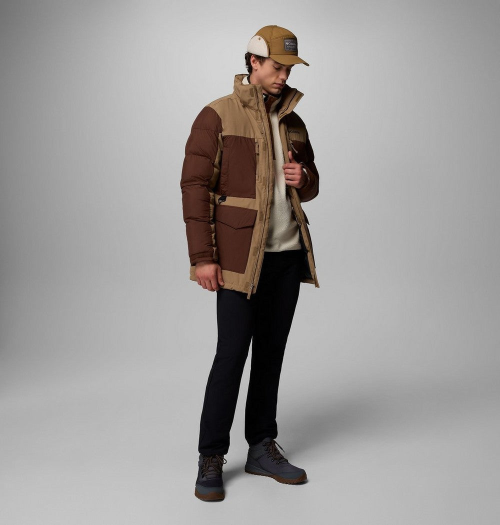 Men's Hooded Insulated Parka - Brown Black