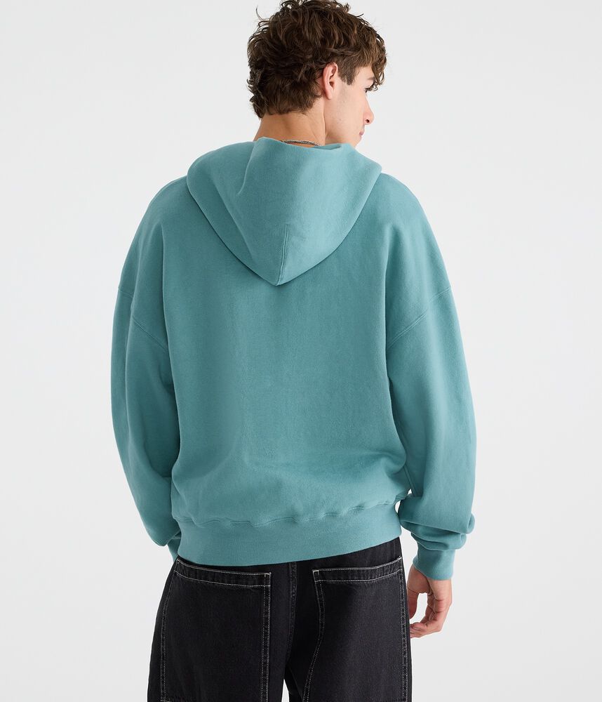 Boxy Full-Zip Fleece Hoodie - Blue Coral