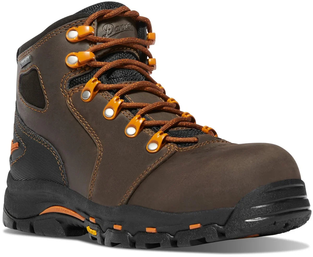 Women's Waterproof Leather Work Boot - Brown/Orange