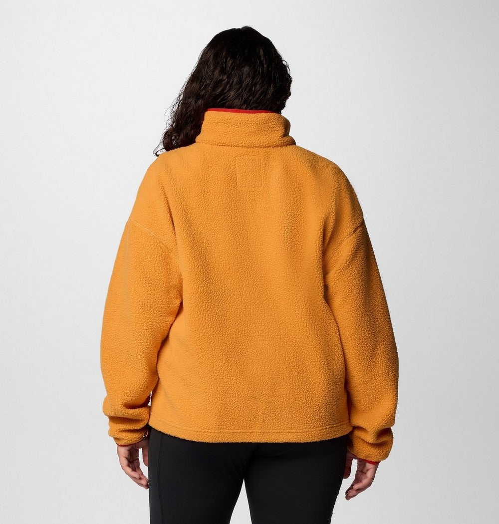 Women's Plus Cropped Sherpa Half-Snap Pullover - Tan