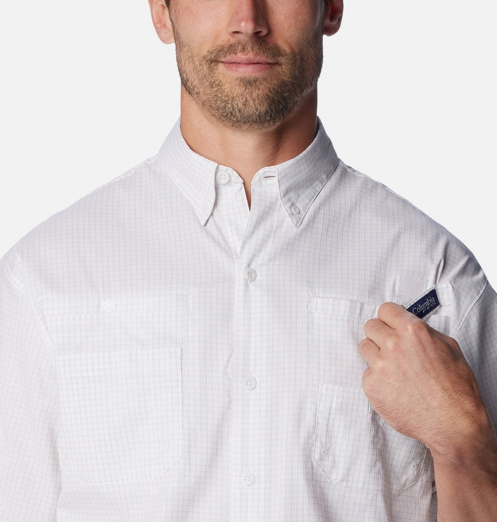 Men's Vented Short-Sleeve Fishing Shirt - Green Gingham