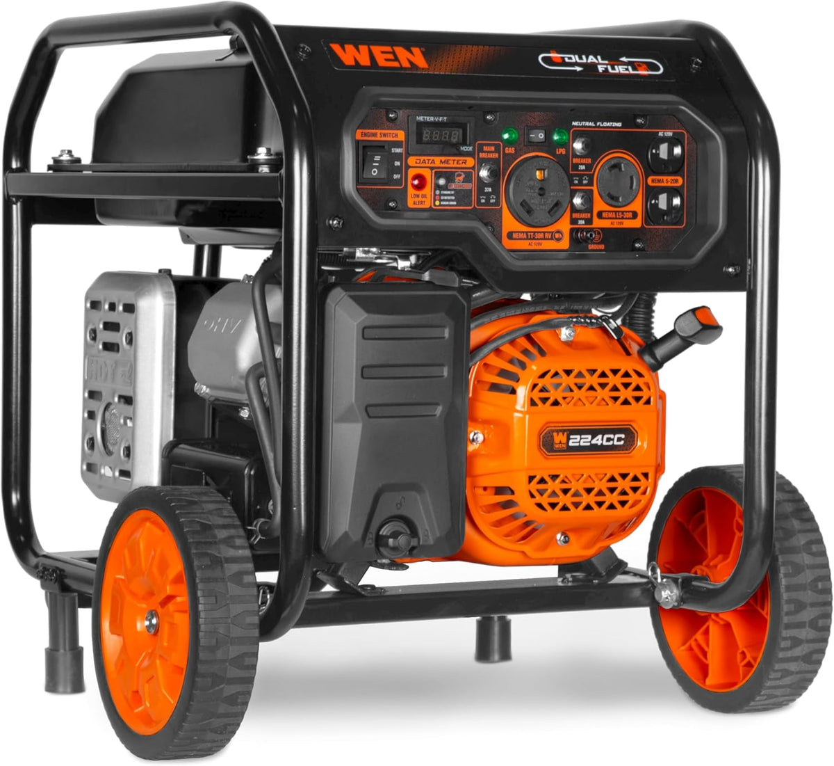 WEN 5600-Watt Dual Fuel Portable Generator With Wheel Kit And Electric Start - DF5600X