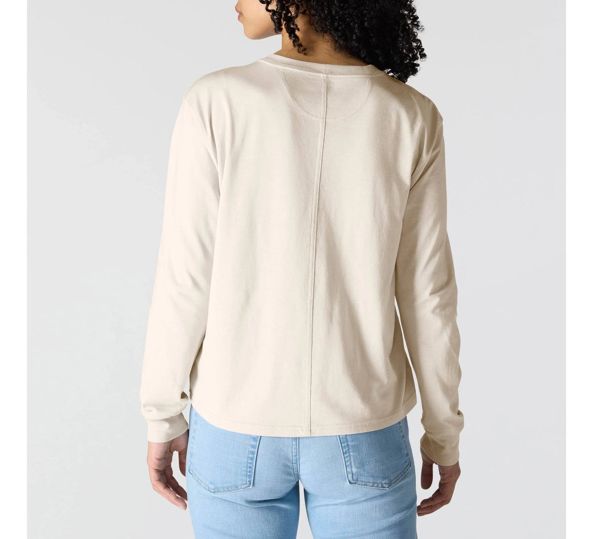 Women's Loose Long-Sleeve Pocket T-Shirt - Oat