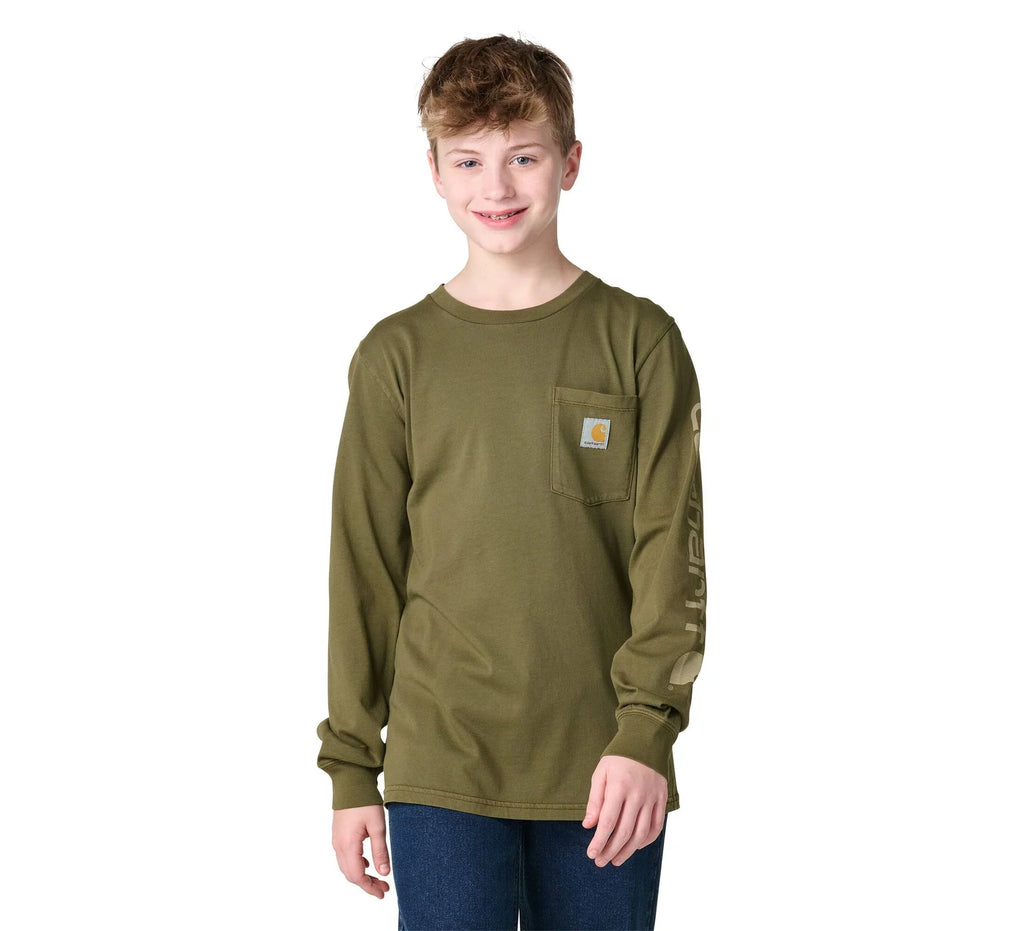 Boys' Garment-Dyed Pocket T-Shirt - Olive
