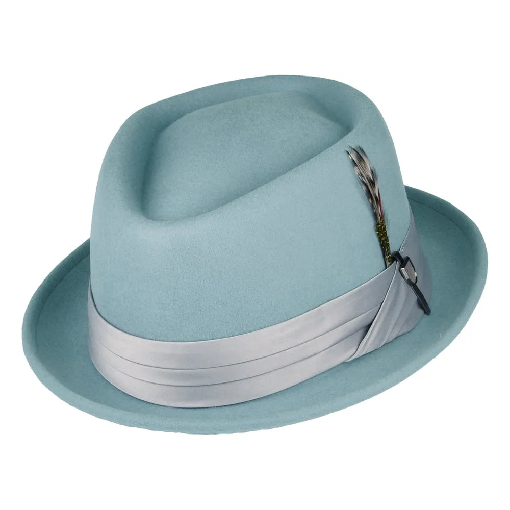 Brighton Wool Felt Pork Pie Hat - Ice Blue