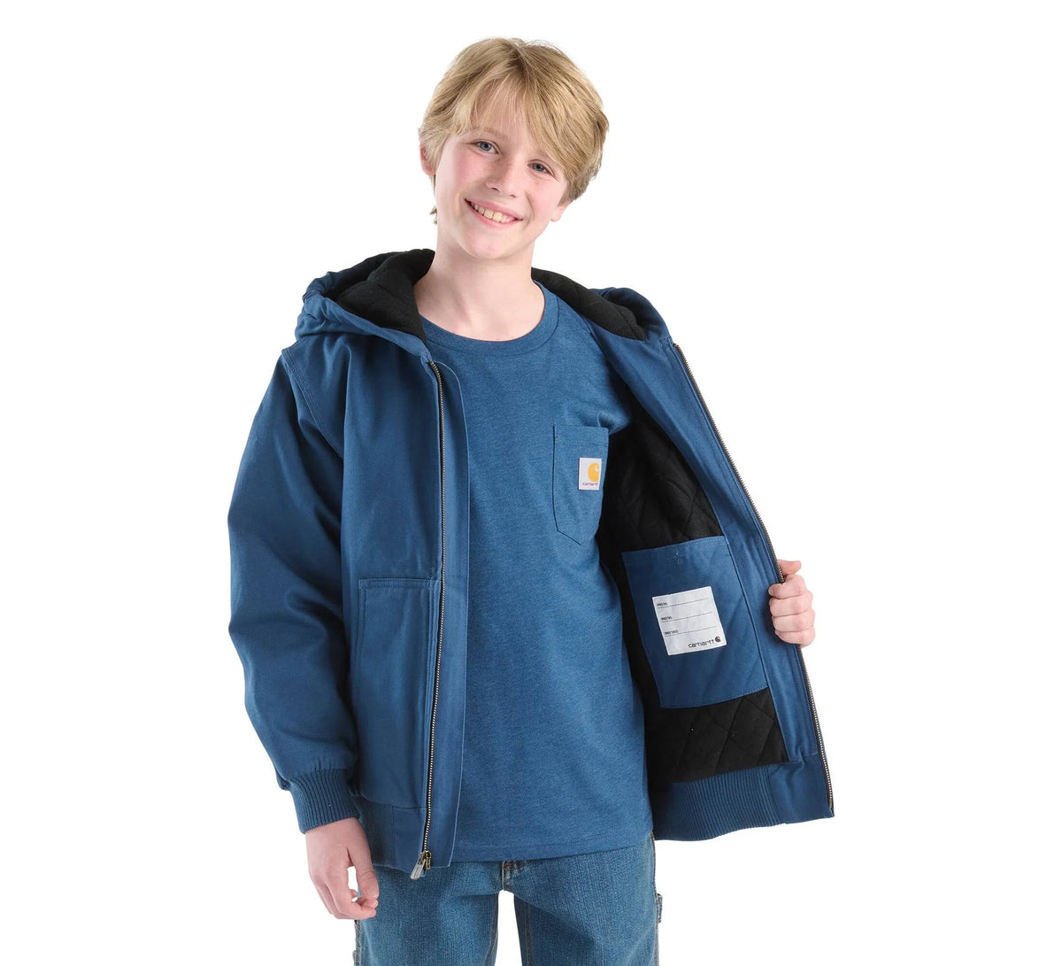 Boys' Insulated Canvas Hooded Jacket - Blue