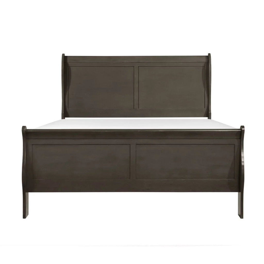 Eastern King Size Sleigh Bed, Stained Gray Finish, 1 Pc