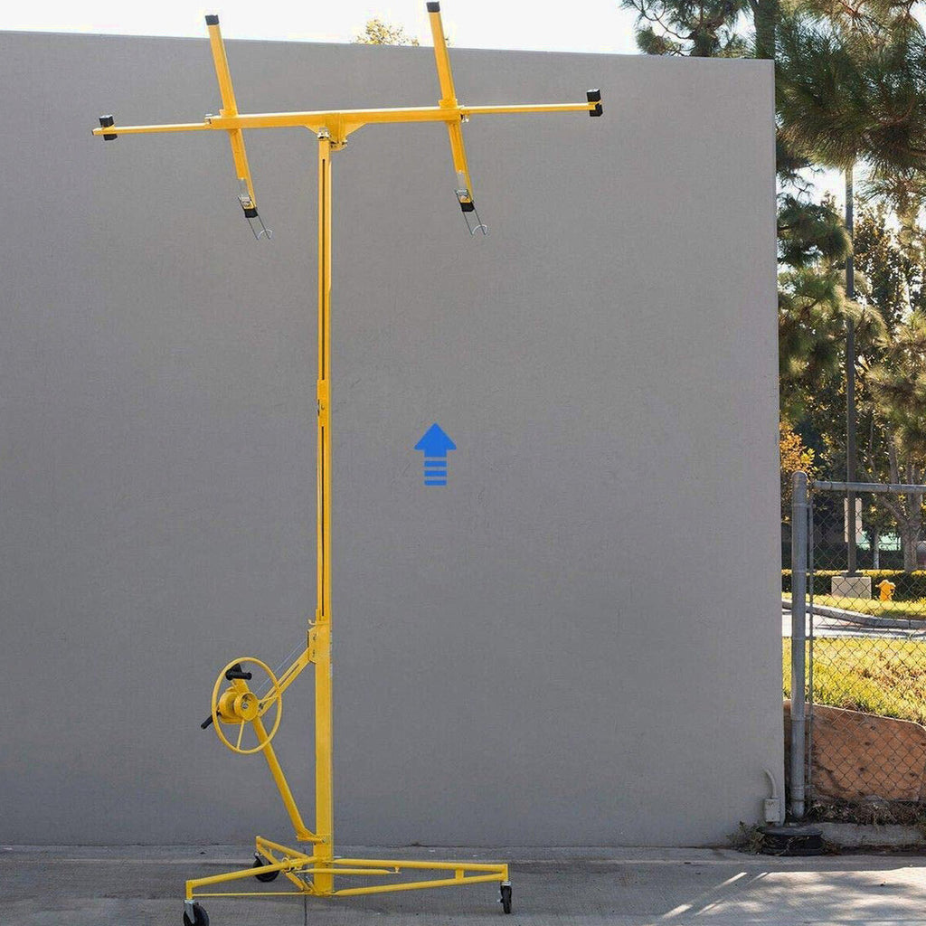 Stark USA Drywall Lift 11' Yellow Rolling Sheetrock Panel Hoist Jack - 65044