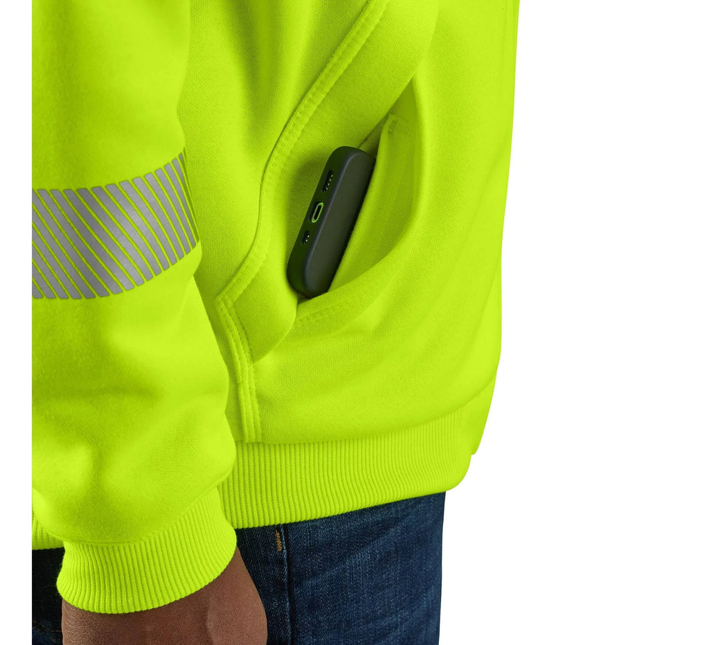 Men's High-Visibility Hooded Sweatshirt - Lime