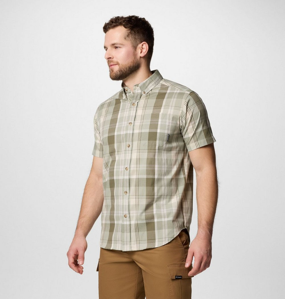 Men's Stretch Short Sleeve Plaid Shirt - Navy