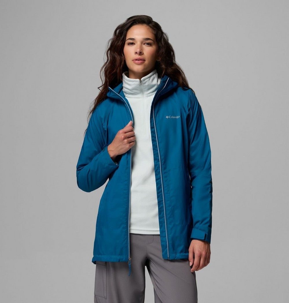 Women's Lined Long Rain Jacket - Blue
