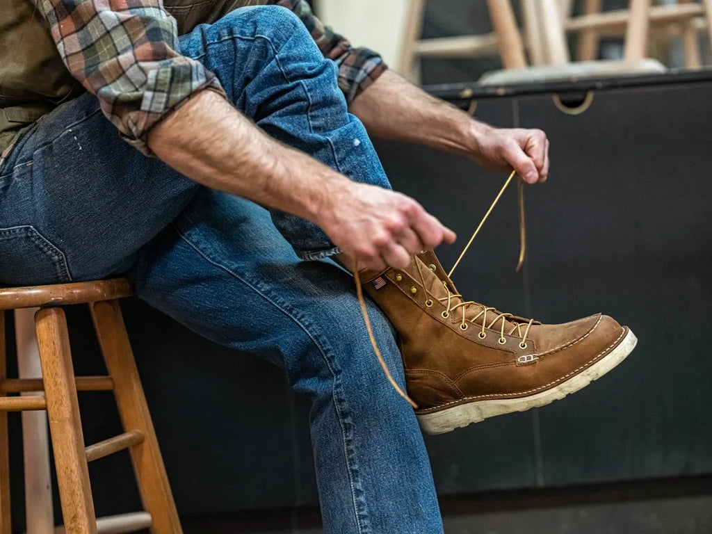 Men's 8-Inch Moc Toe Leather Work Boot - Tobacco