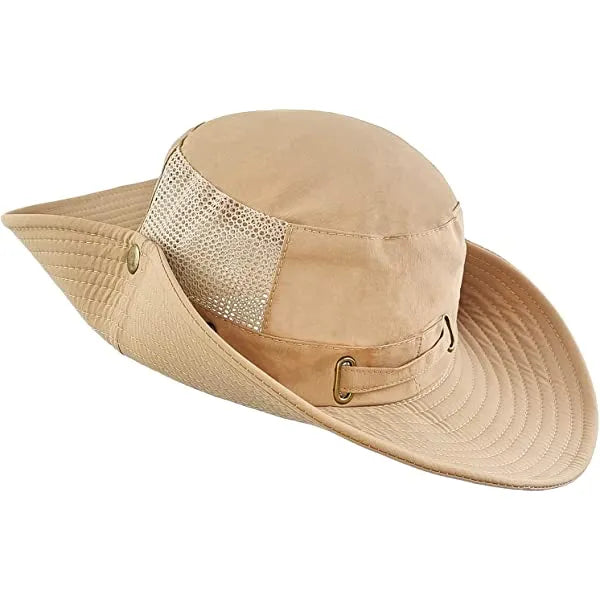 Boonie Hat Upf 50 Uv Protection Wide Brim Safari Sun Hat Breathable Fishing Hat For Men & Women Beige
