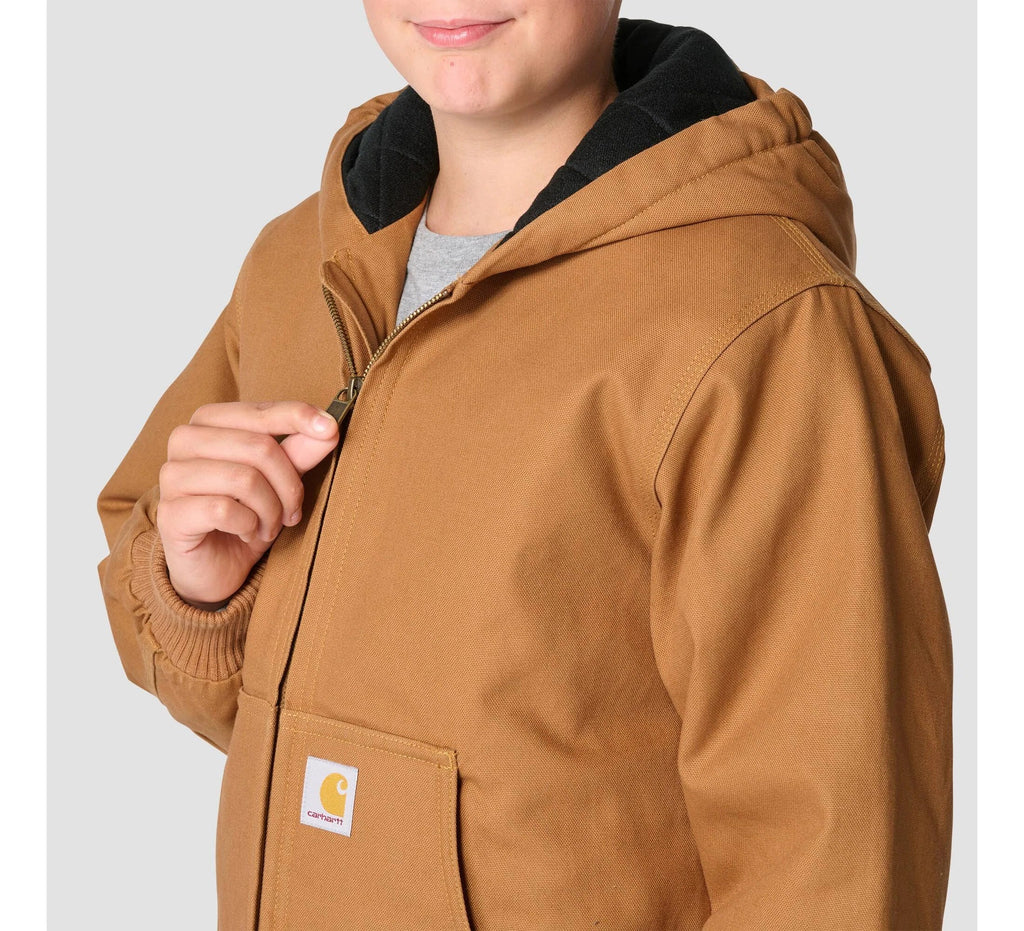 Boys' Insulated Canvas Hooded Jacket - Brown