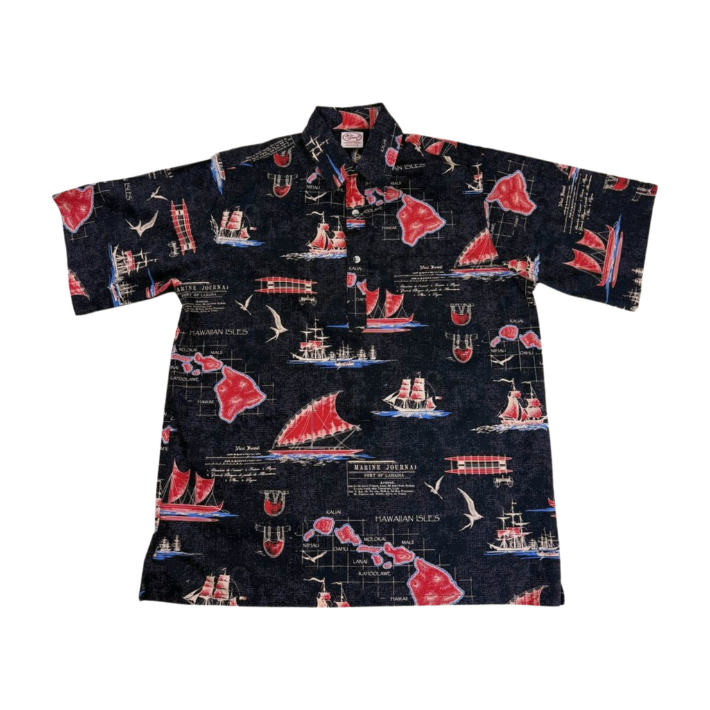 Island Map Rightside-Pullover (Black) Hawaiian Shirts