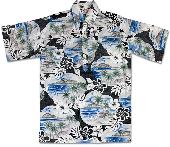 Island Pareo Pullover (Black) Hawaiian Shirts