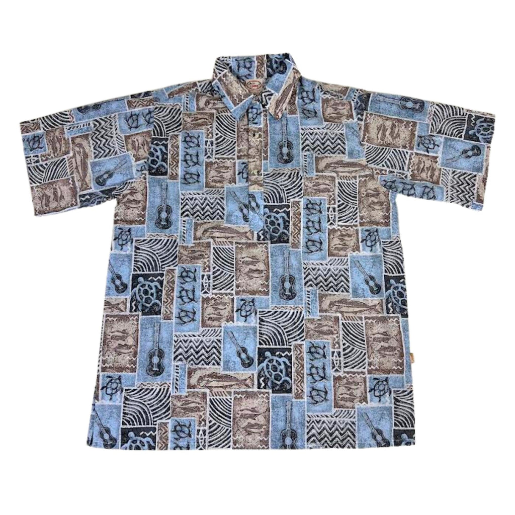 Ukulele Tapa Pullover (Blue) Hawaiian Shirts