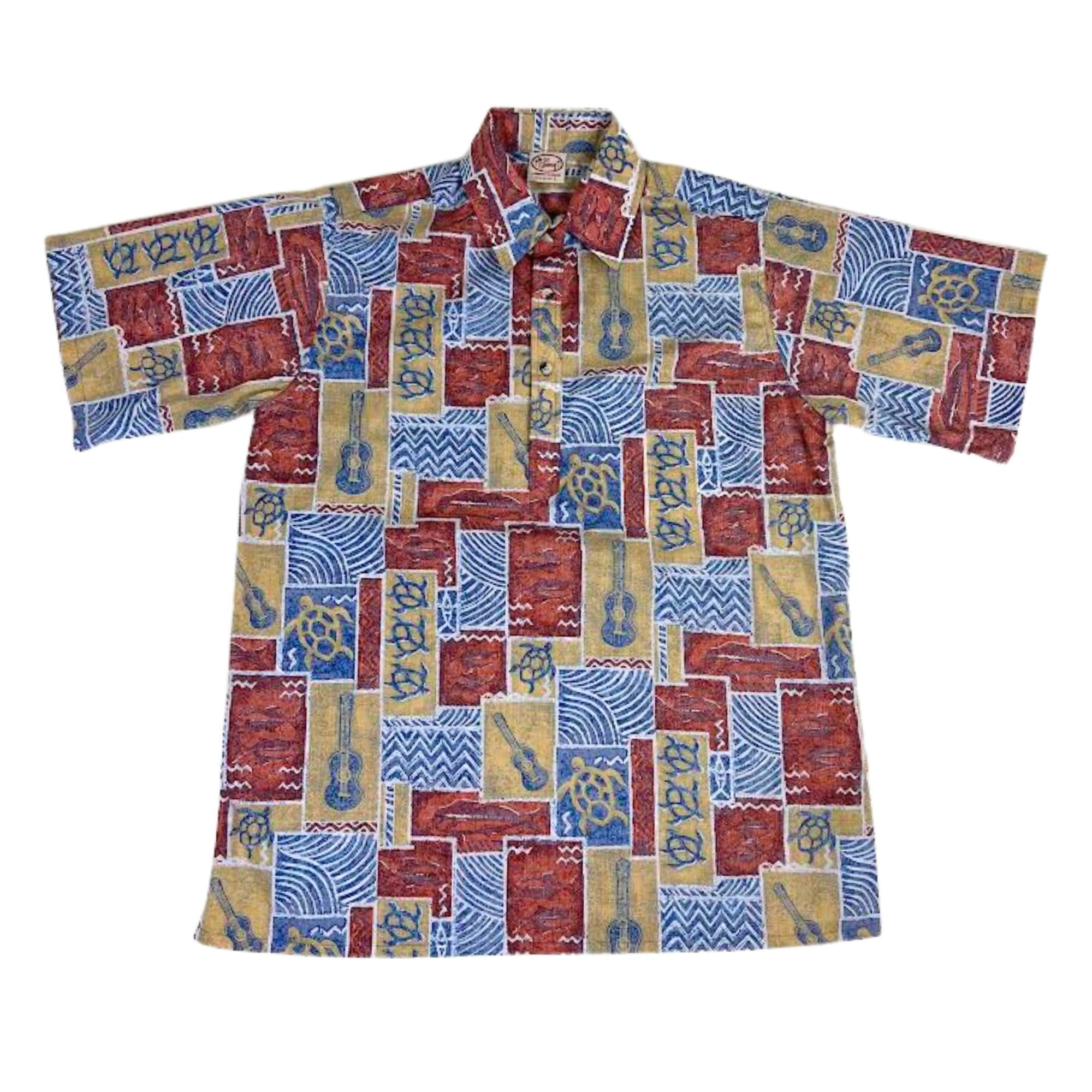 Ukulele Tapa Pullover (Gold) Hawaiian Shirts