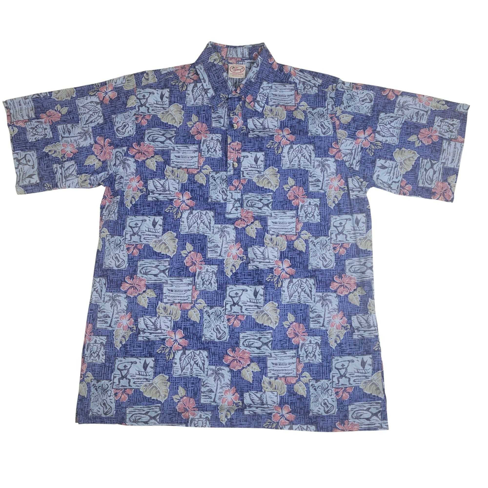 Petro Blocks Pullover (Navy) Hawaiian Shirts