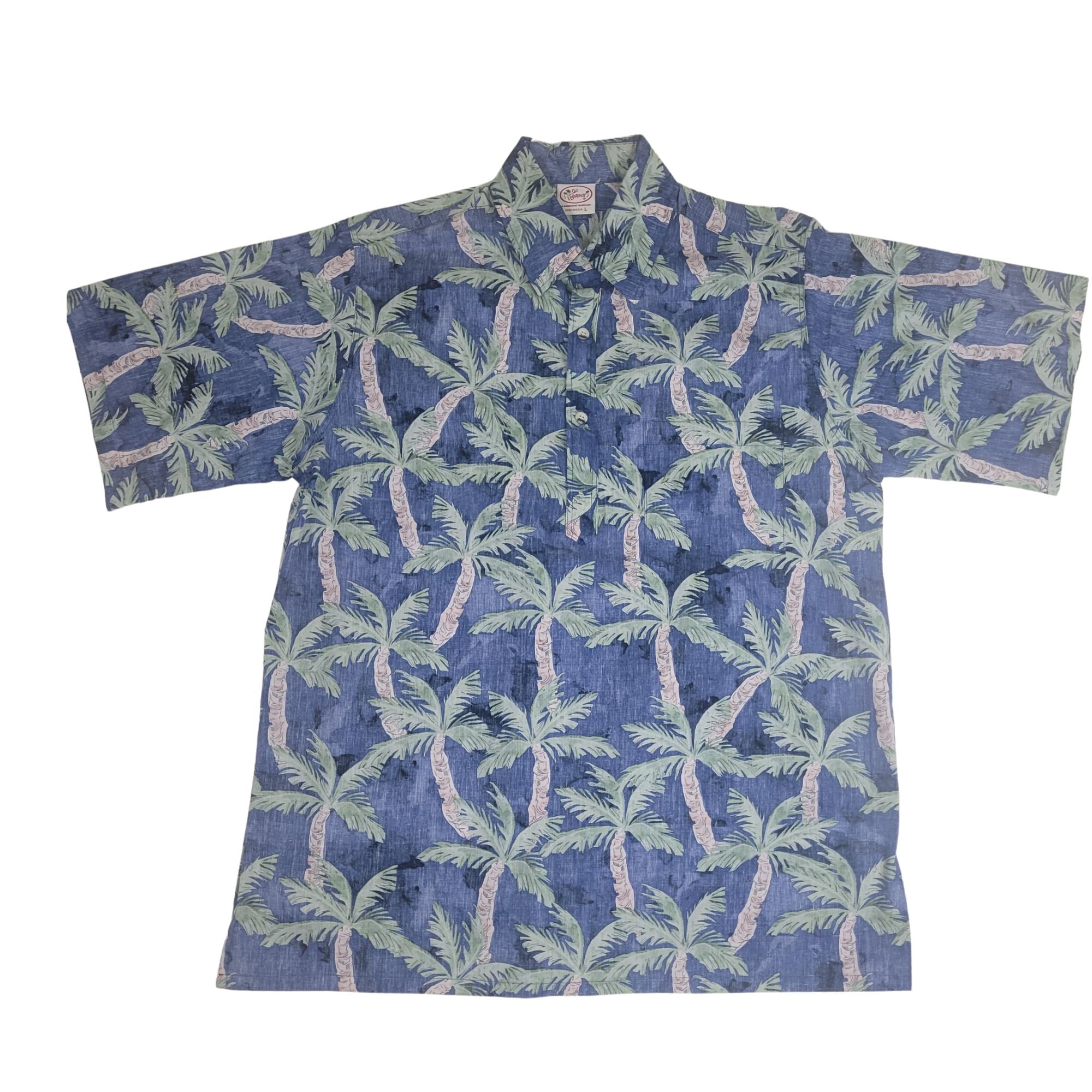 Water Palms Pullover (Navy) Hawaiian Shirts
