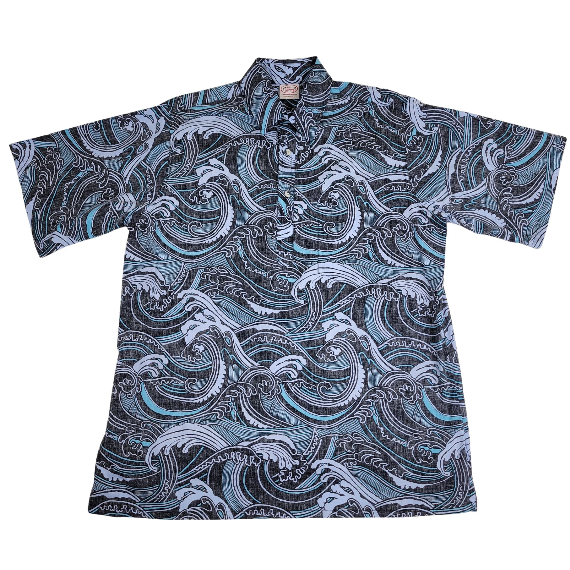 Waves Pullover (Black) Hawaiian Shirts