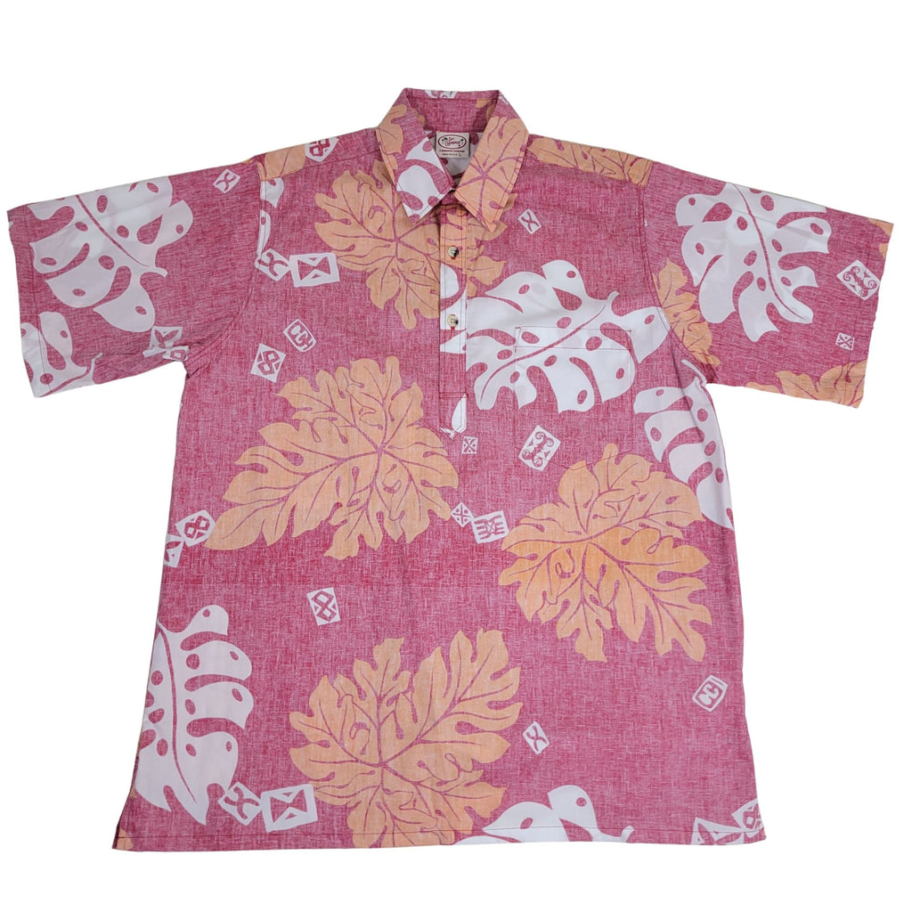 Tahitian Monsterra Pullover (Red) Hawaiian Shirts