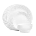 18-Piece Embossed White Dinnerware Set