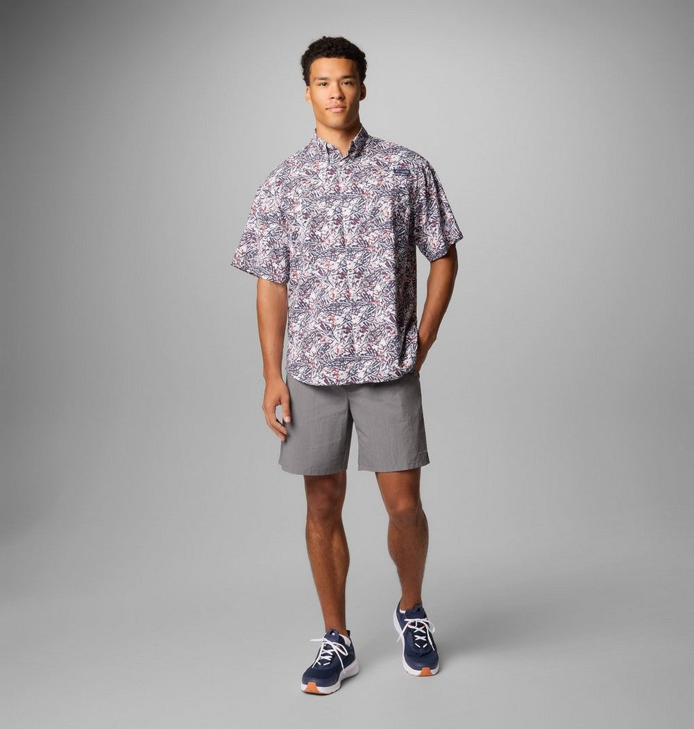 Men's Vented Short-Sleeve Fishing Shirt - Green Gingham
