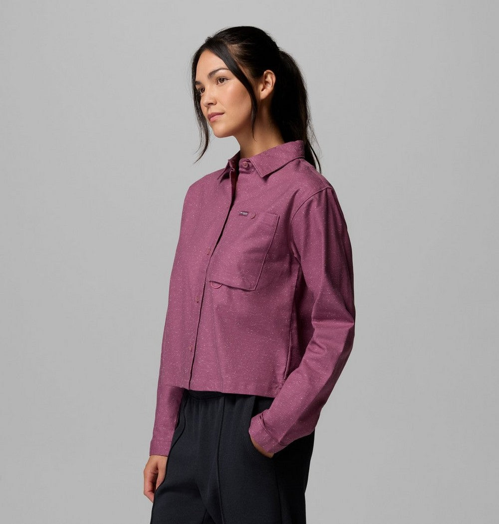 Women's Stretch Long-Sleeve Button-Up Shirt - Blue