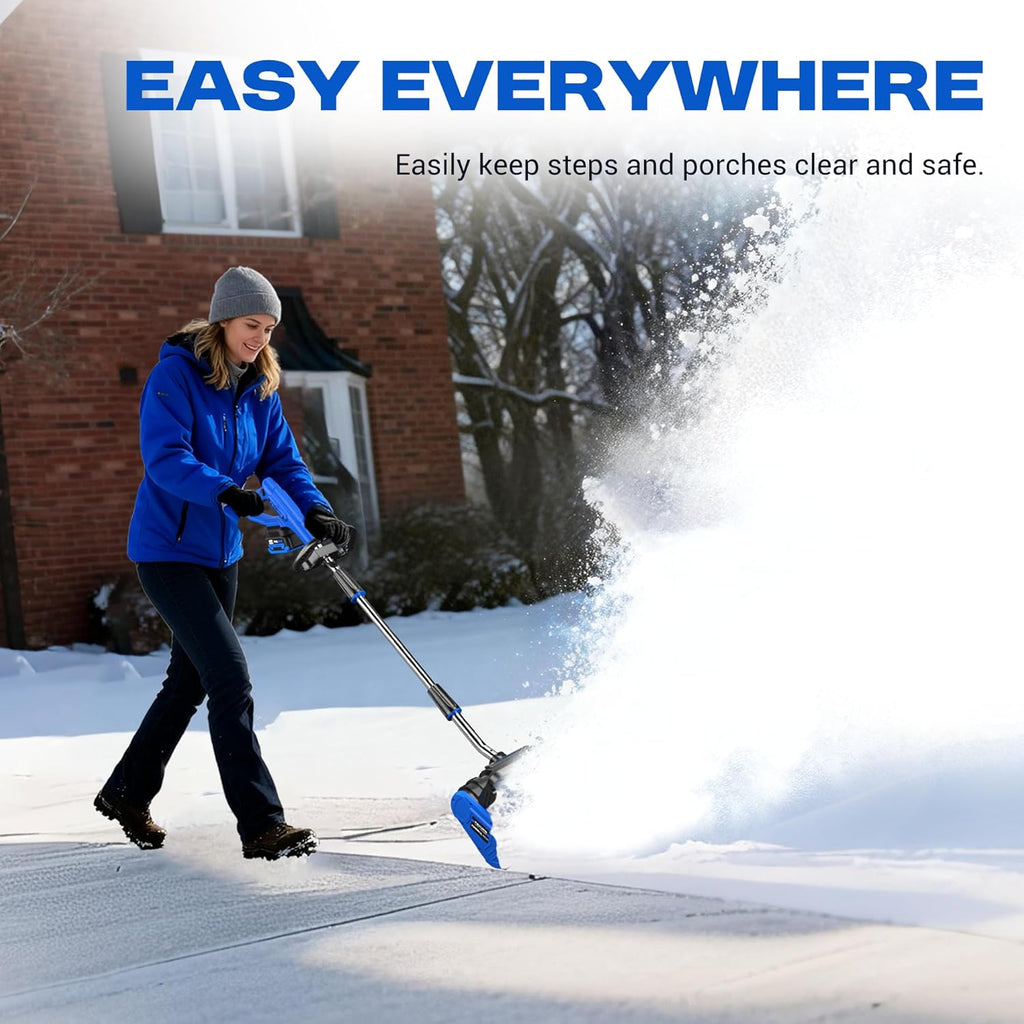 POXURIO 40V Cordless Snow Shovel, 13 Inch Width, 6 Inch Depth, 2 x 4.0Ah Batteries
