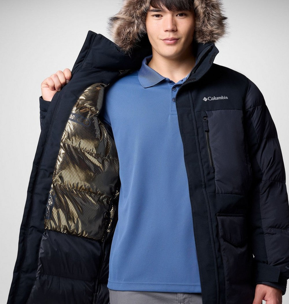 Men's Hooded Insulated Parka - Brown Black