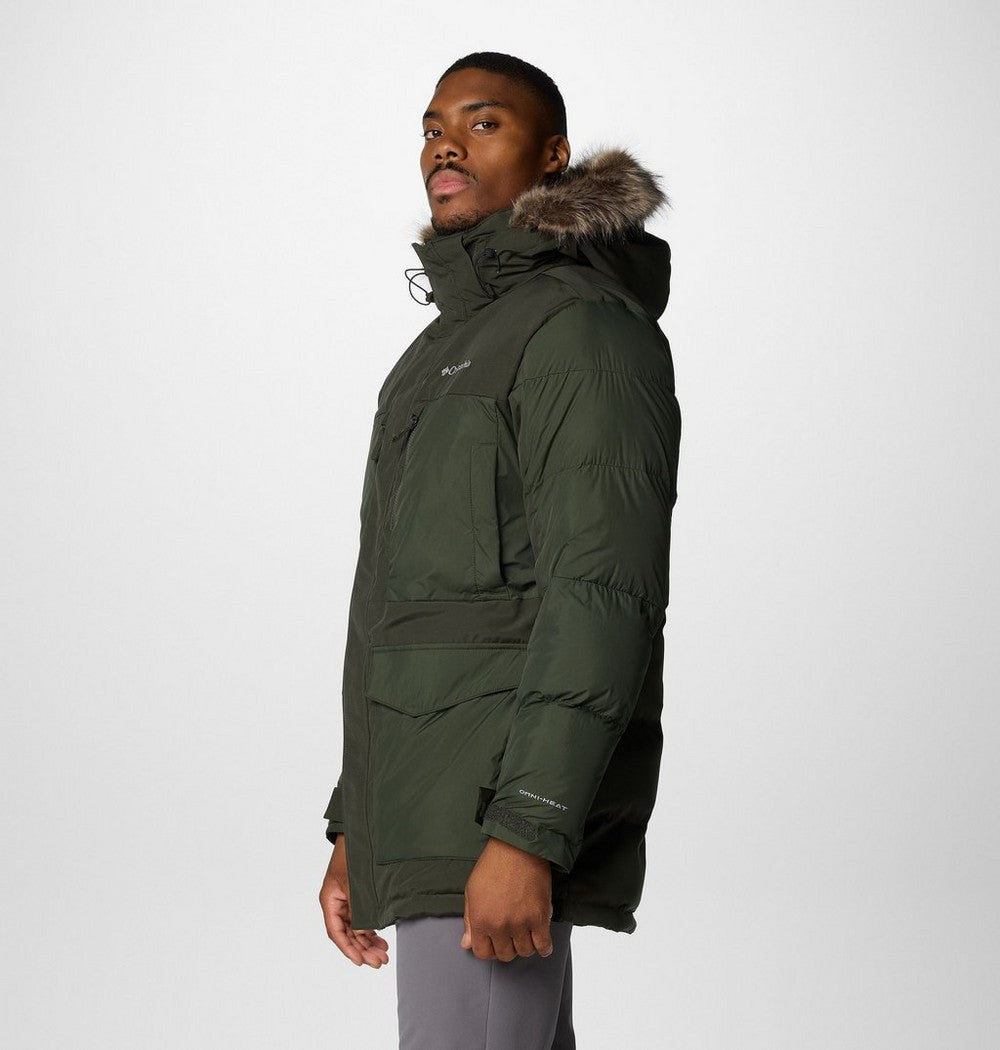 Men's Hooded Insulated Parka - Brown Black