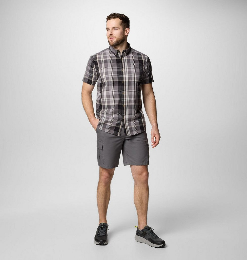 Men's Stretch Short Sleeve Plaid Shirt - Navy